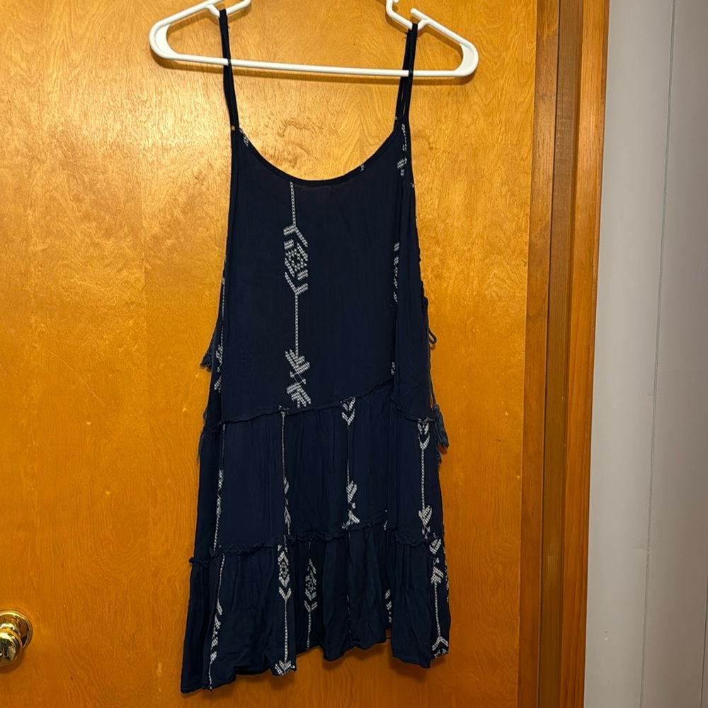Navy blue with white designs summer dress/coverup